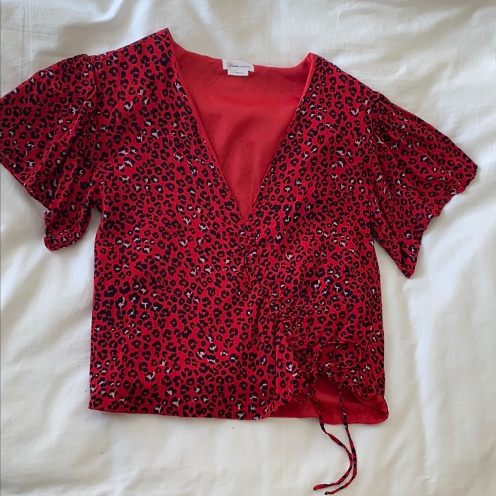 Lovers & Friends Red Cheetah Top- Size small